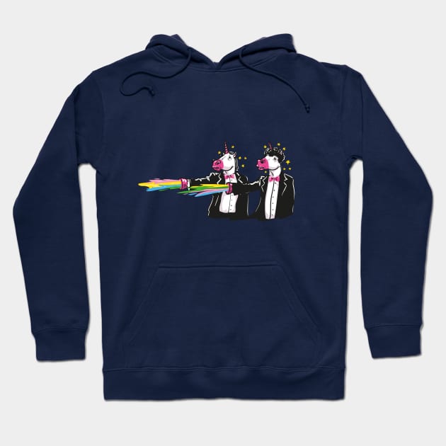 Pulp Fiction Unicorns With Rainbows Hoodie by Kopfzirkus